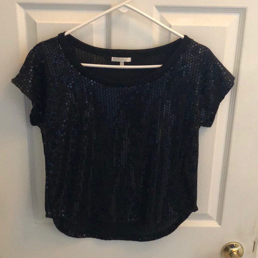 just ginger Black Sequin Top Sz Small like new!!